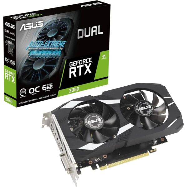 ASUS Dual GeForce RTX™ 3050 OC Edition 6GB GDDR6 with two powerful fans AAA gaming performance and ray tracing